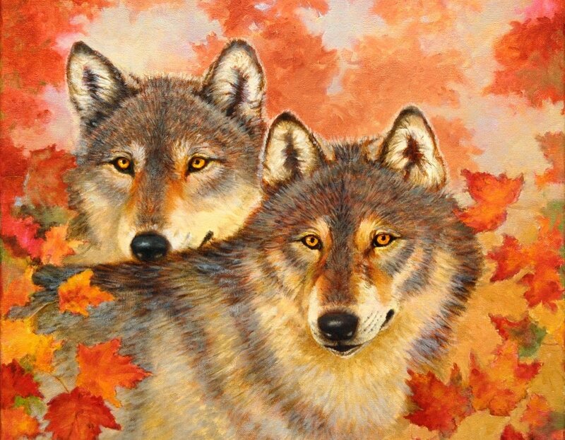 Two Wolves in Autumn