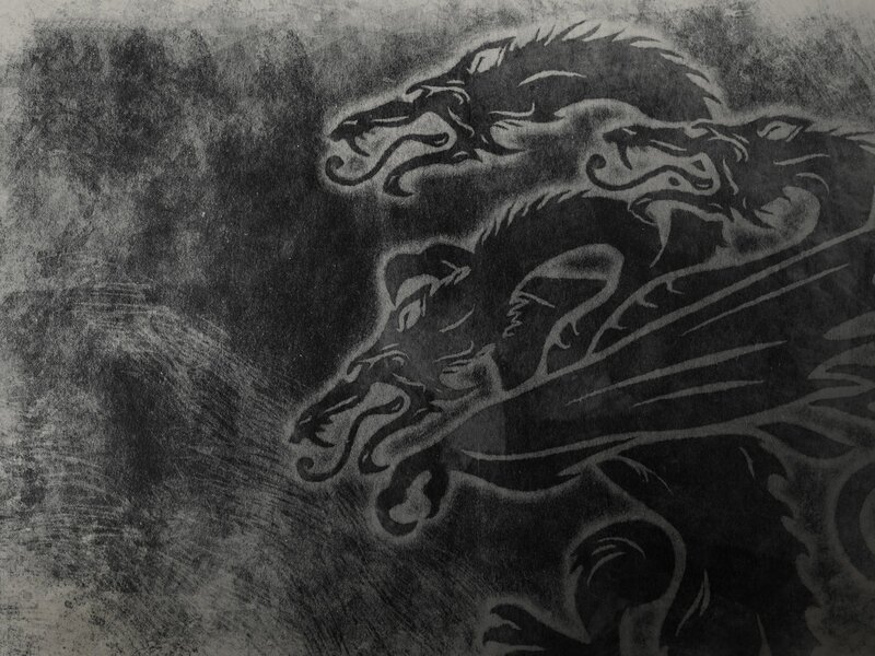 Two Wolves in Motion — Black