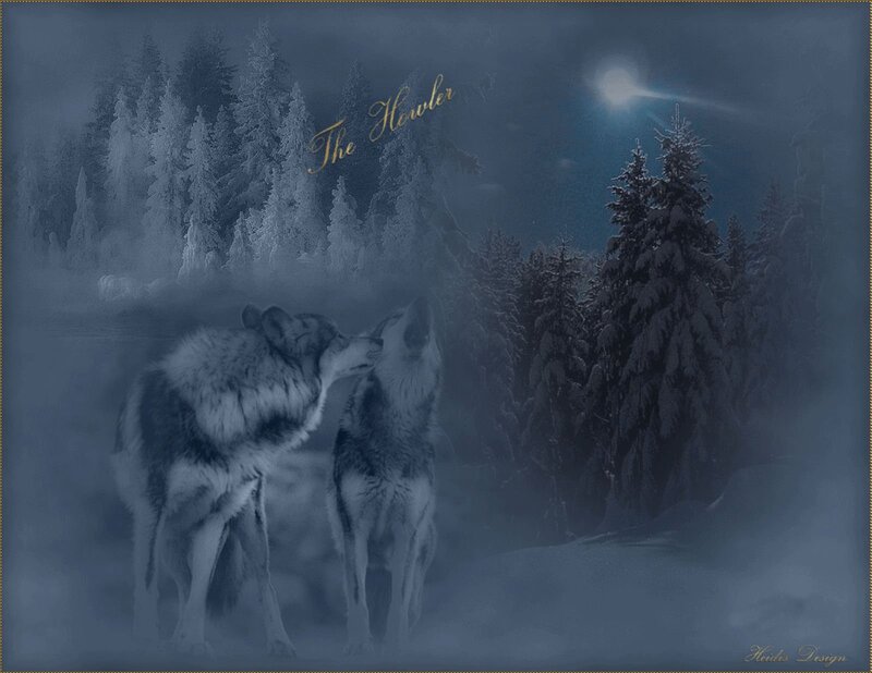Two Wolves in Snow — Blue, Serene, Night, Digital Art
