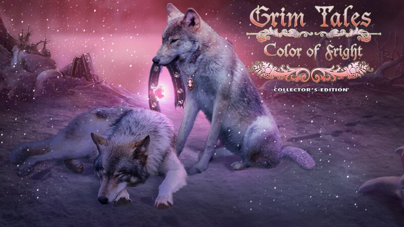 Two Wolves in Snow — Purple, Dramatic