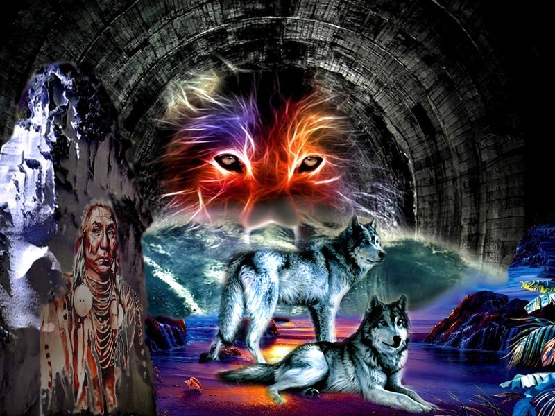 Two Wolves in Tunnel