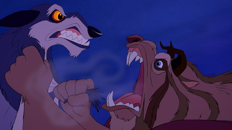 Two Wolves Snarling — Blue
