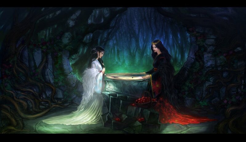 Two Women at a Cauldron — Green