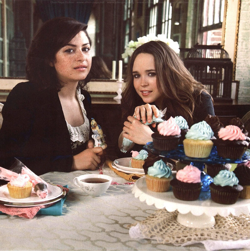 Two women at a cupcake tea party