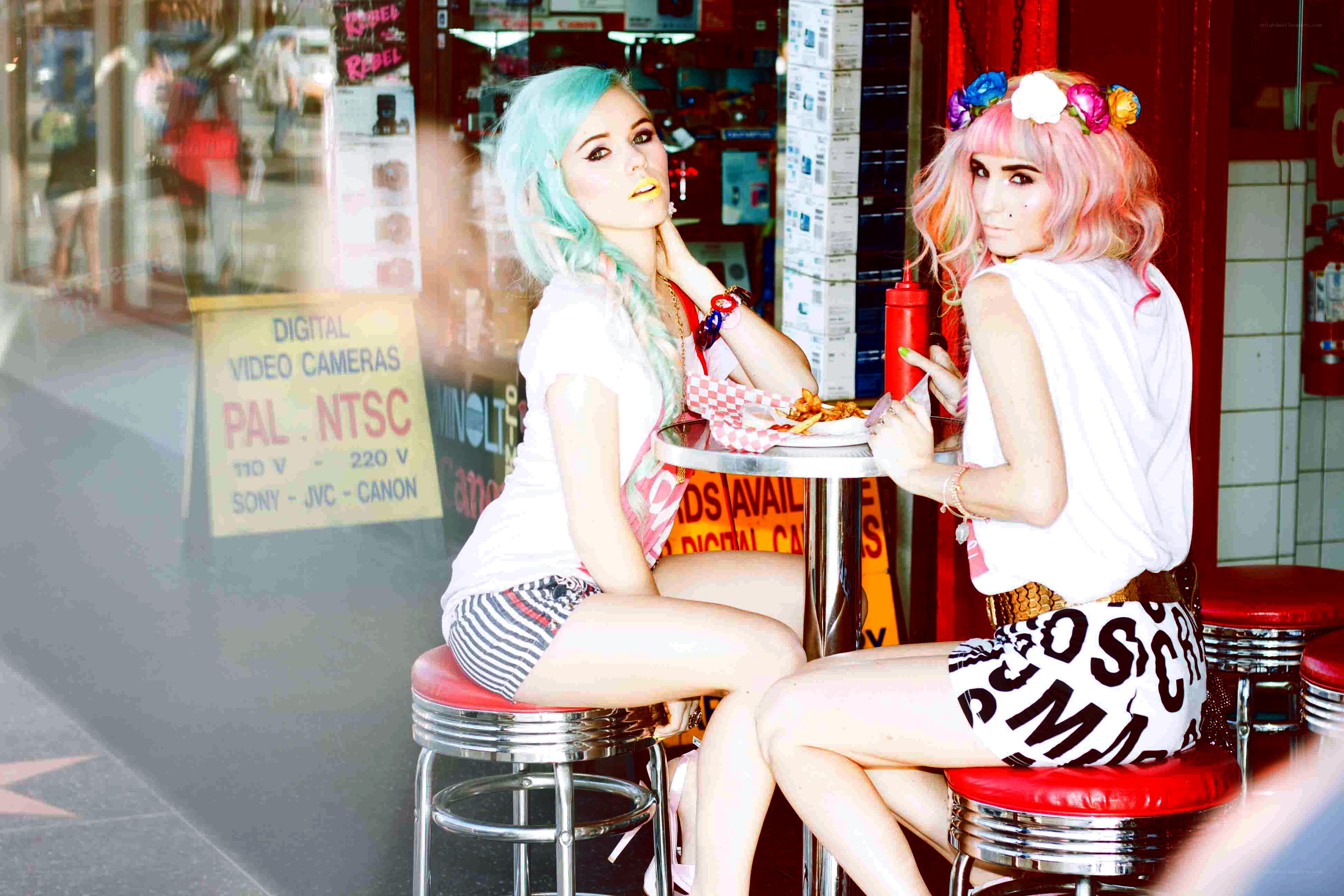 Two women at a diner table