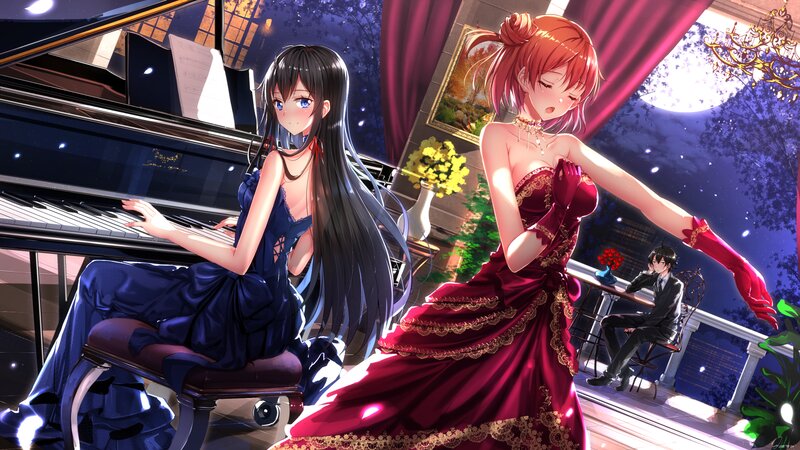 Two Women at a Piano — Blue