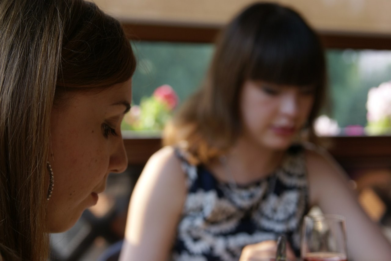 two women at a table