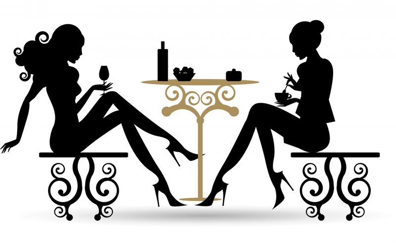 Two Women at a Table — Black, Relaxed