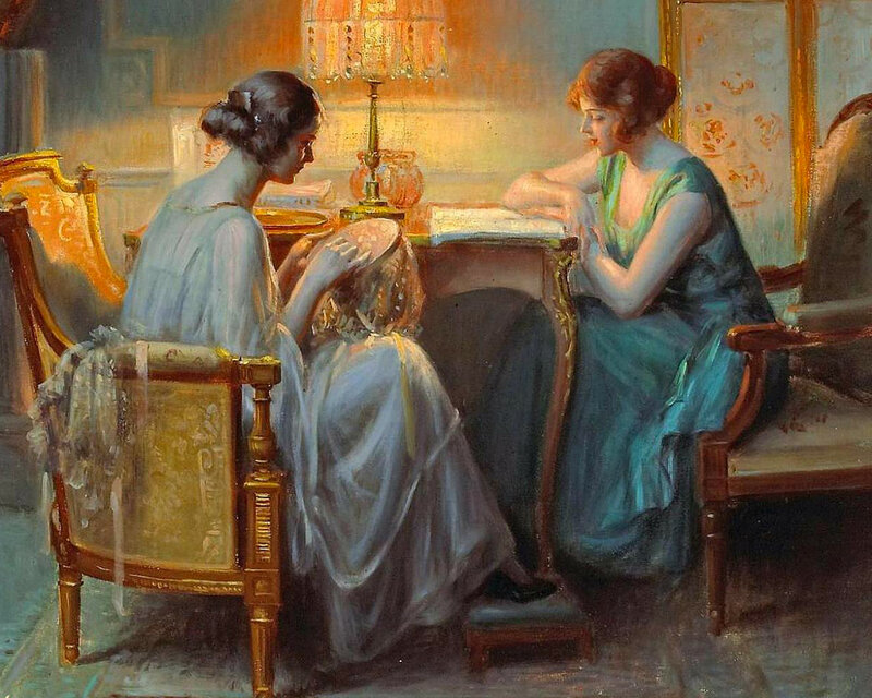 Two Women at a Table — Blue, Intimate