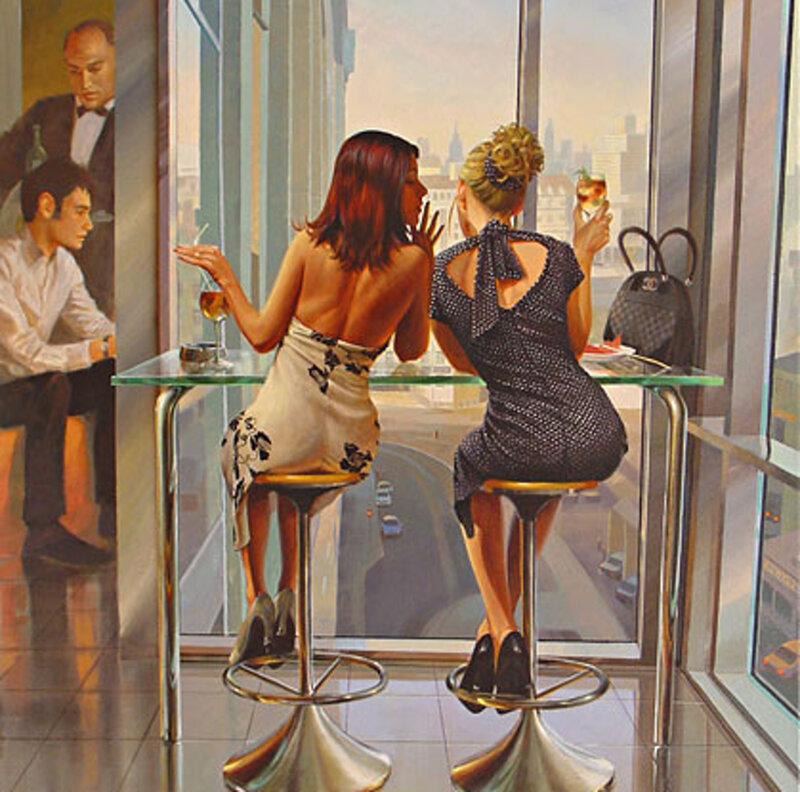 Two Women at Bar — Black, Calm