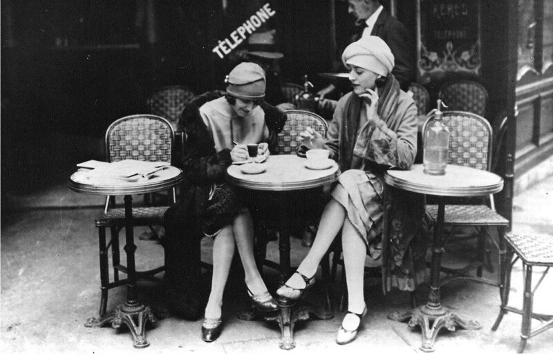 Two Women at Cafe Table — Black