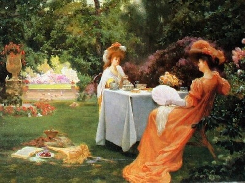 Two Women at Garden Table