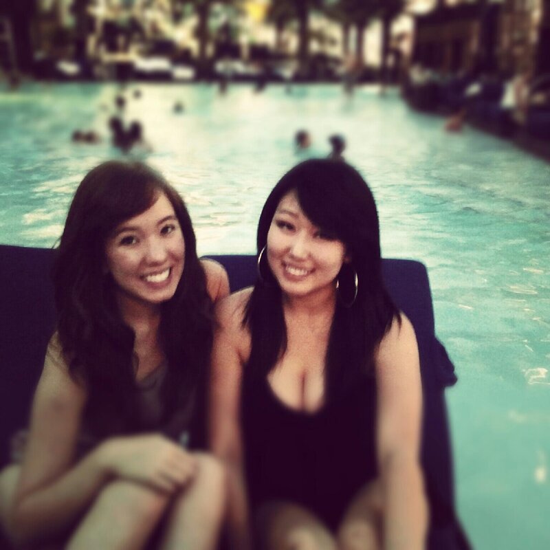 two women at poolside