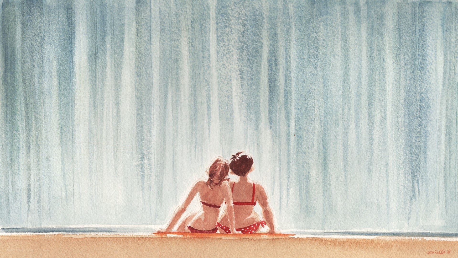 Two women at the pool