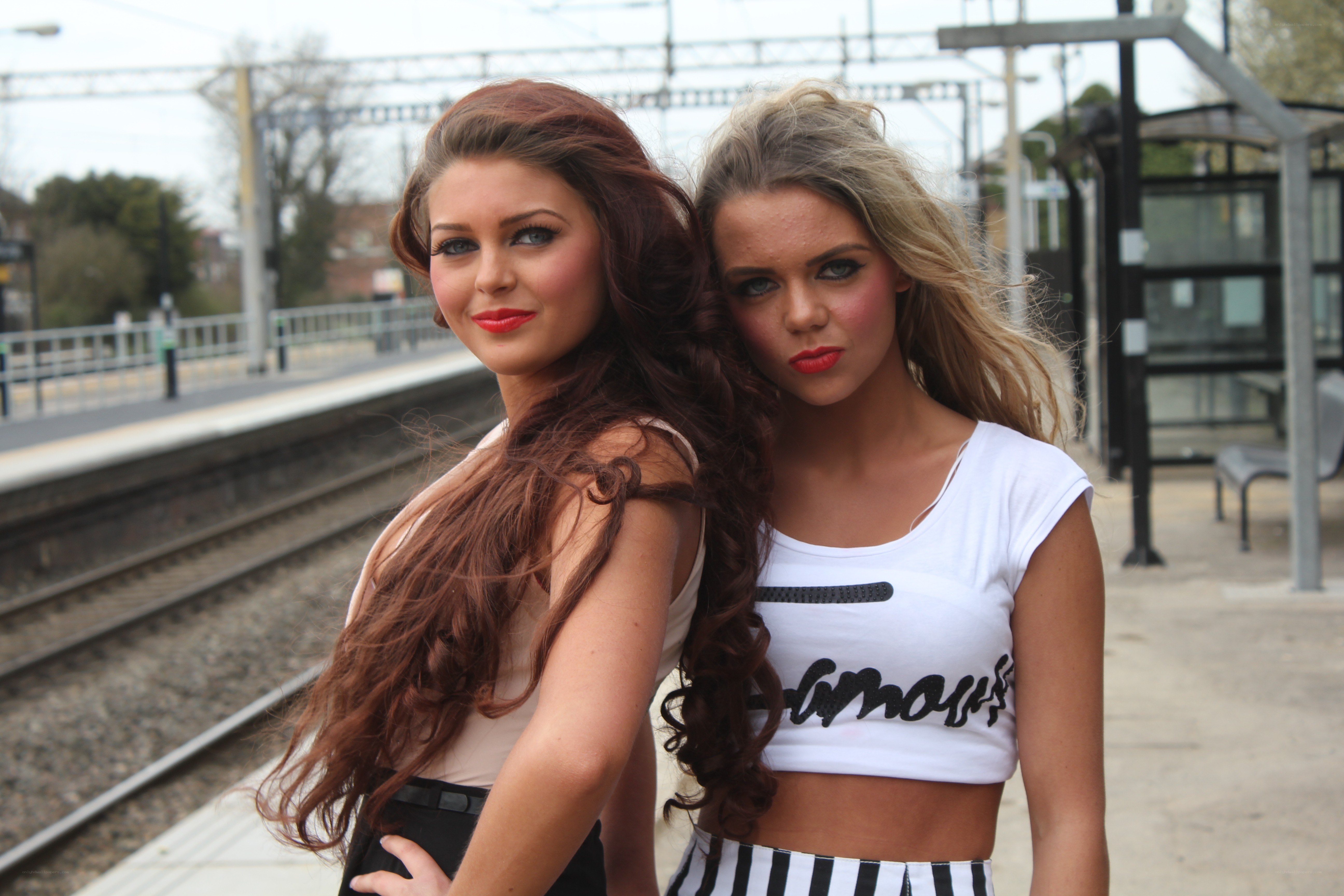 two women at train station