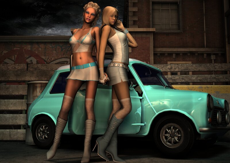 Two Women by Car