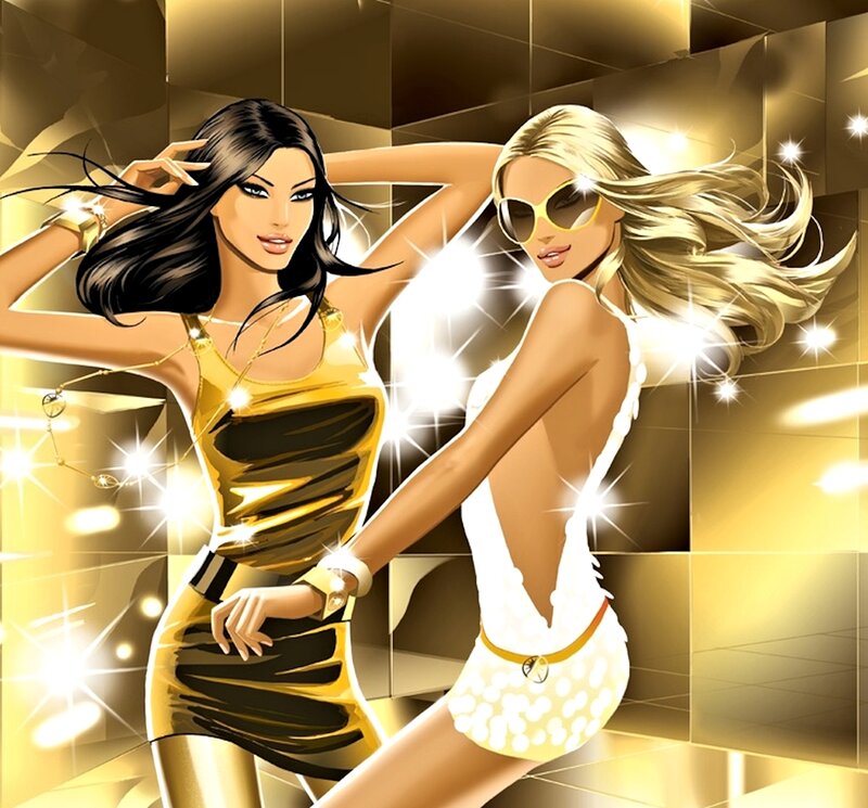 Two Women Dancing — Gold