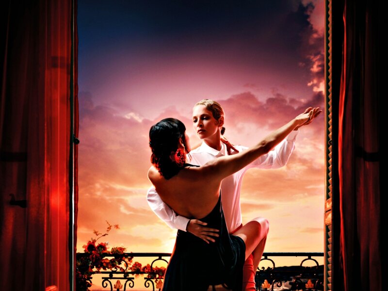 Two Women Dancing — Red