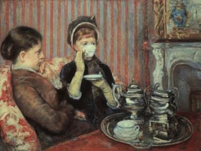 Two Women Drinking Tea — Red