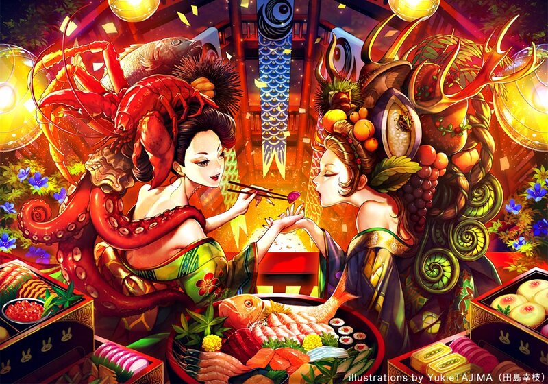 Two Women Eating Sushi