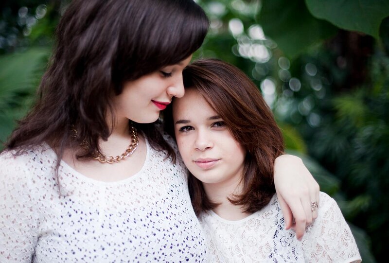 Two women embracing outdoors