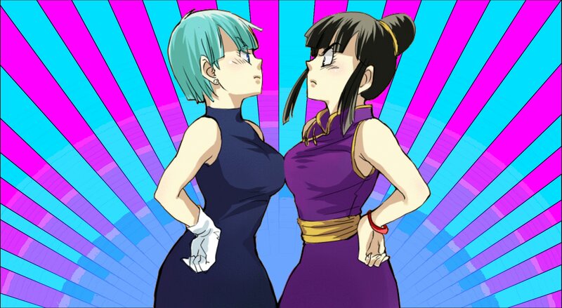 Two Women Facing Each Other — Blue, Dramatic, Anime
