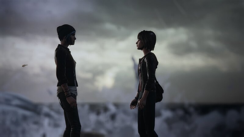 Two Women Facing Each Other — Gray, Dramatic
