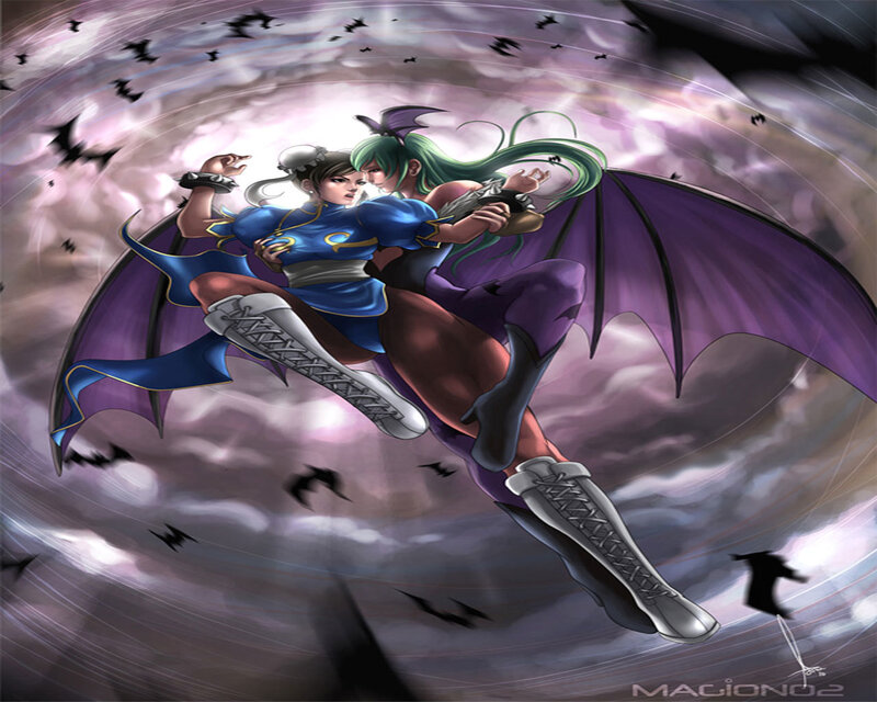 Two Women Fighting — Purple, Dramatic, Night