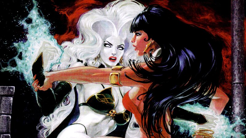 Two Women Fighting — Red, Dramatic, Comic, White Hair