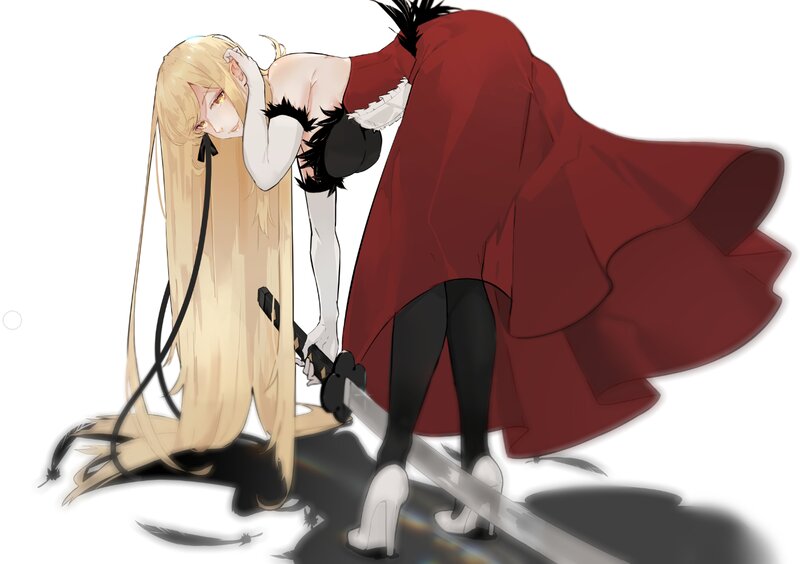 Two Women Fighting — White, Dramatic, Anime