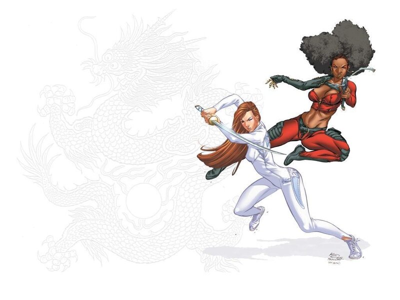Two Women Fighting — White