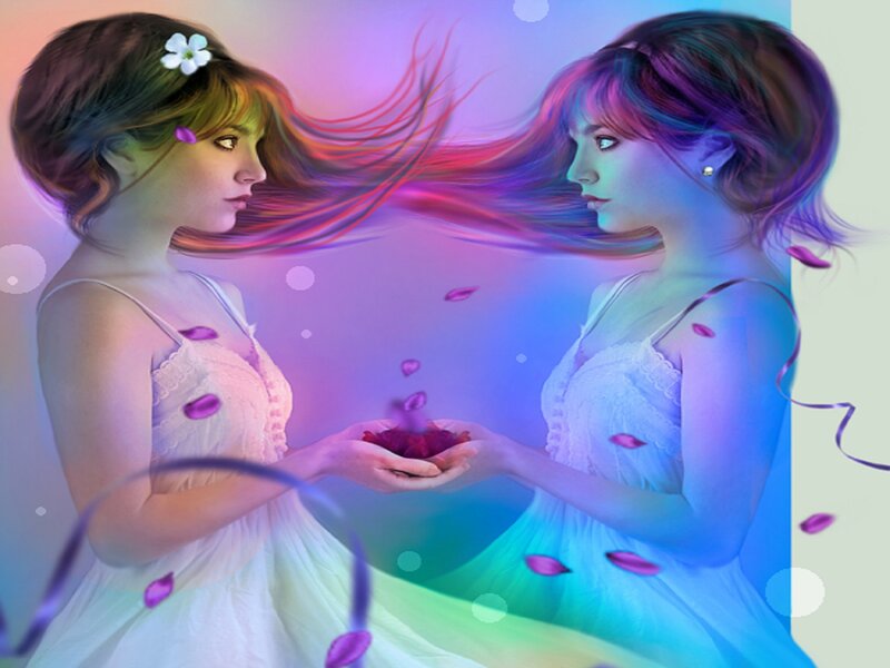 Two Women Holding Flower