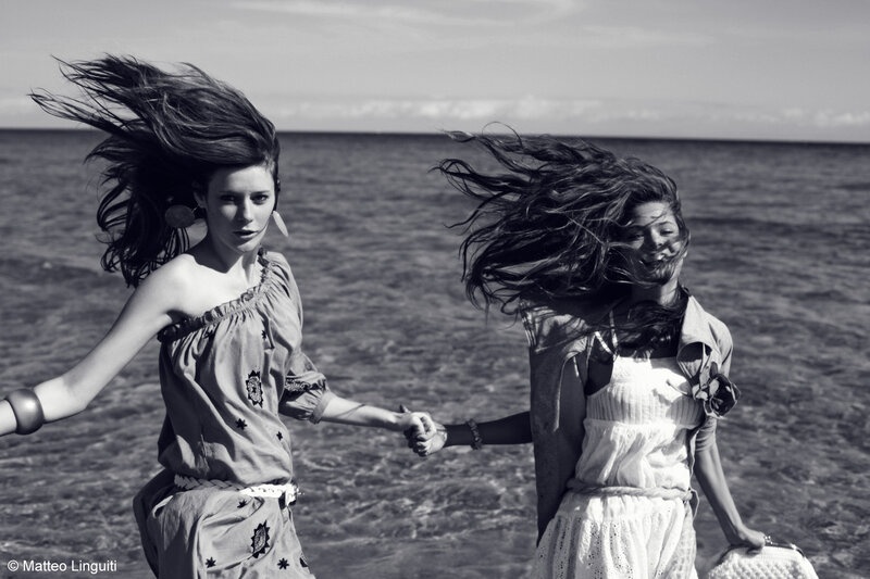 Two Women Holding Hands — Black