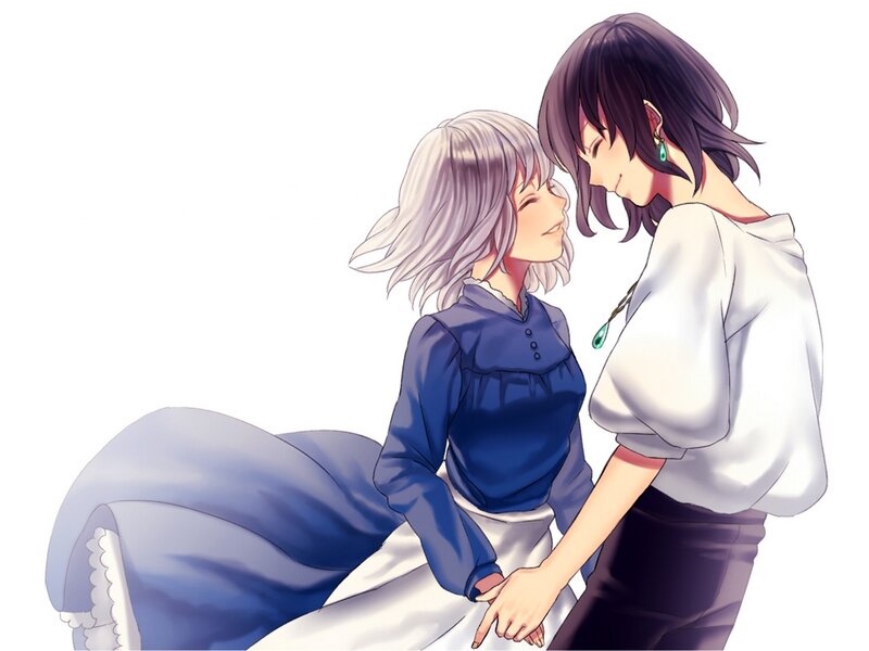 Two Women Holding Hands — Blue, Intimate