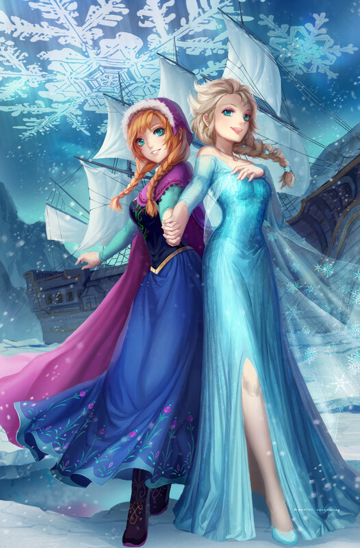 Two Women Holding Hands — Blue, Serene