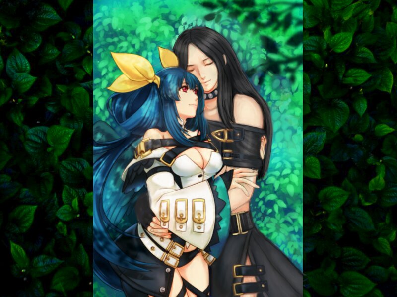 Two Women Hugging — Green