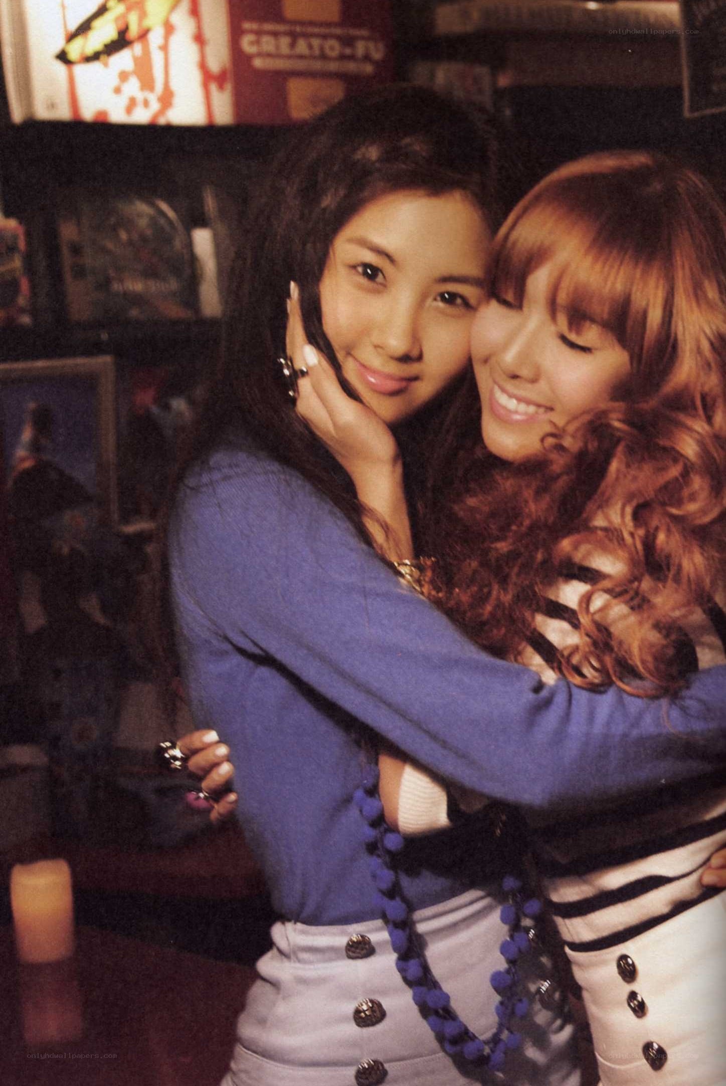 Two women hugging warmly