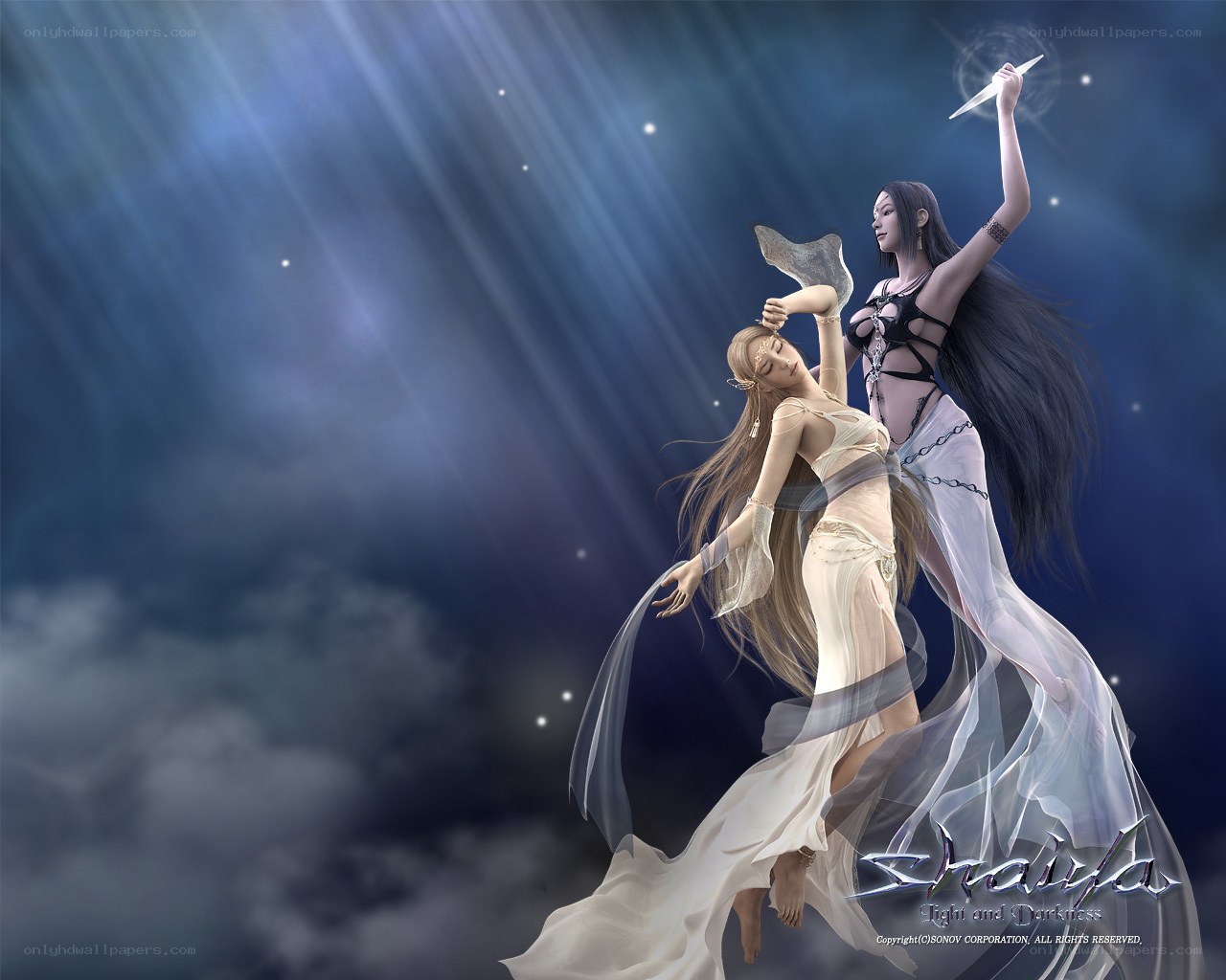 Two women in a celestial scene