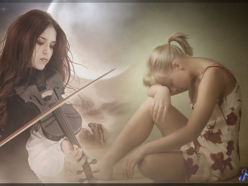 Two Women in a Dreamlike Scene