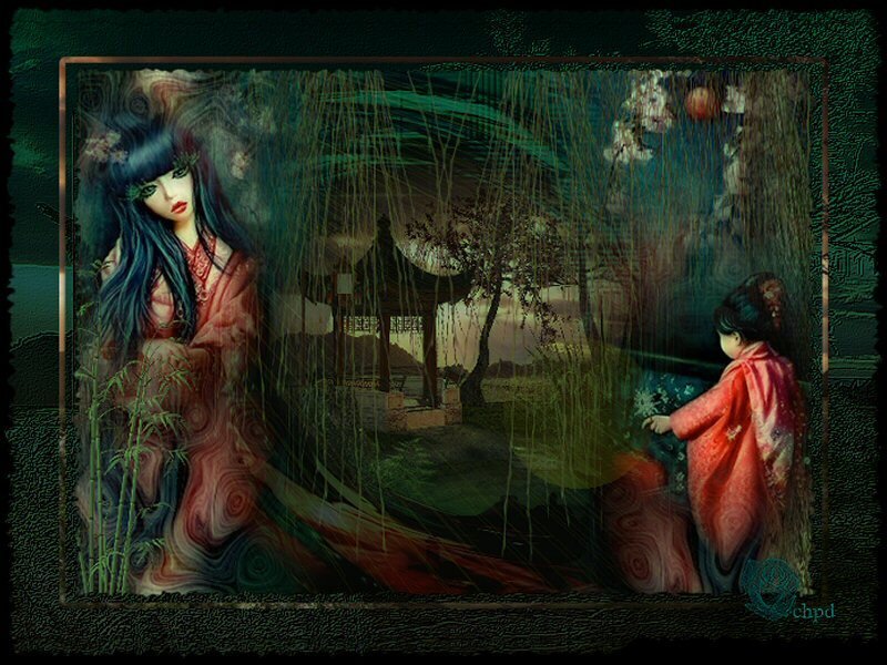two women in a dreamy garden