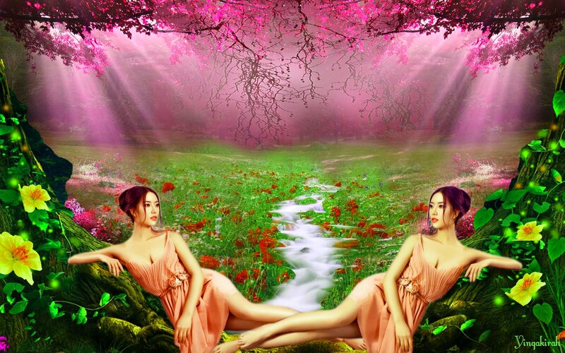 Two Women in a Fantasy Forest