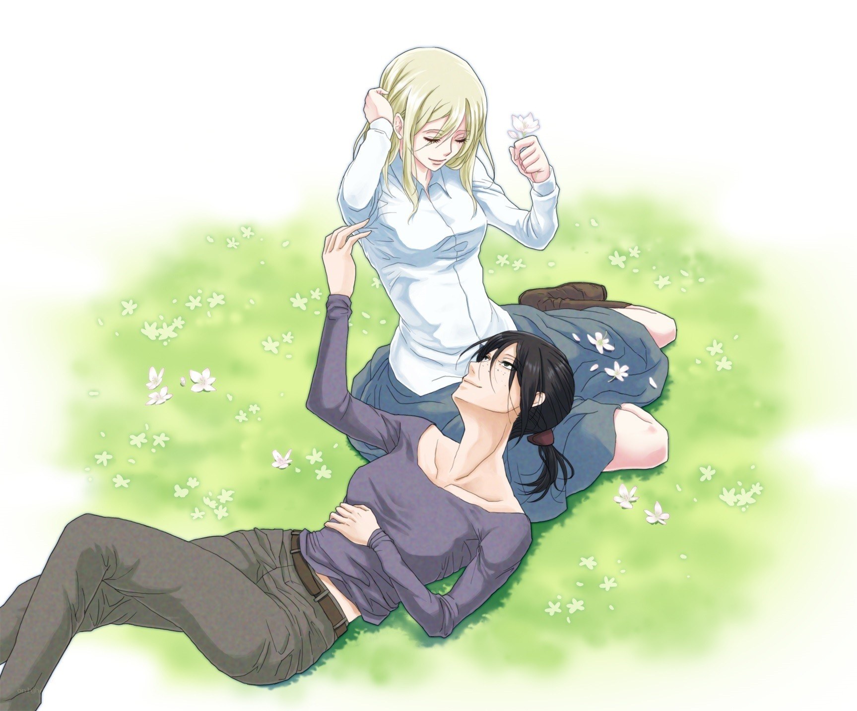 Two women in a field