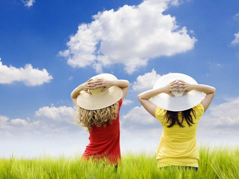 Two women in a field