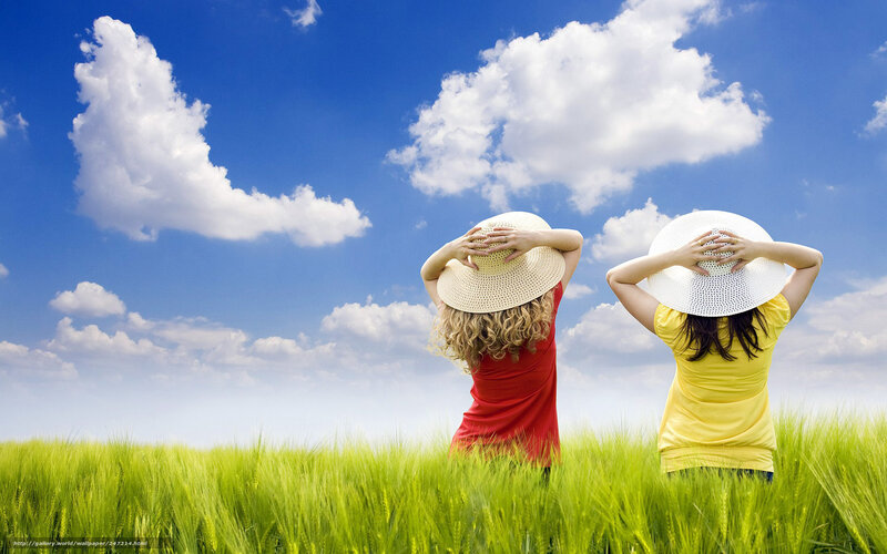 Two women in a field