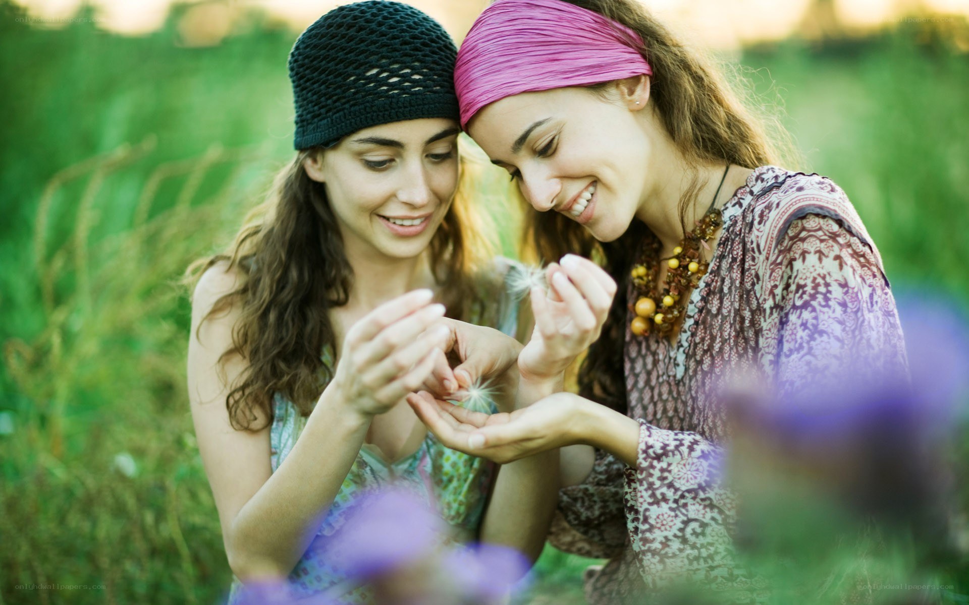 Two women in a field
