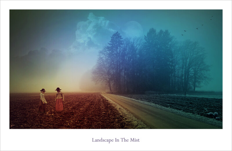 Two Women in a Field — Blue