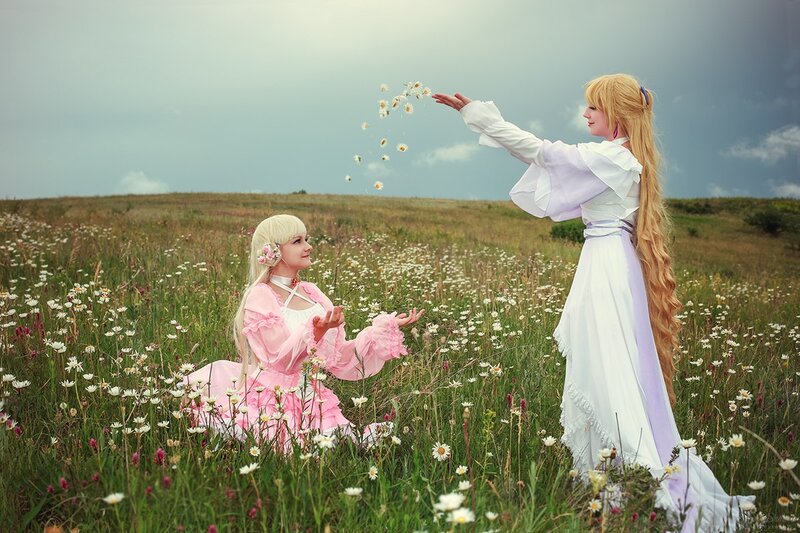 Two Women in a Field — White