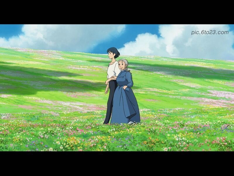 Two women in a flower field
