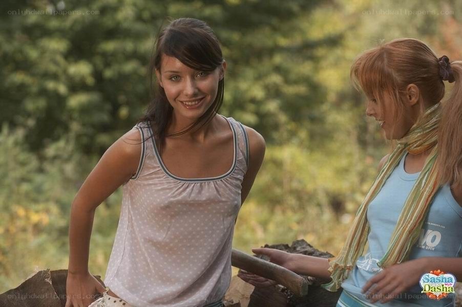 Two women in a forest