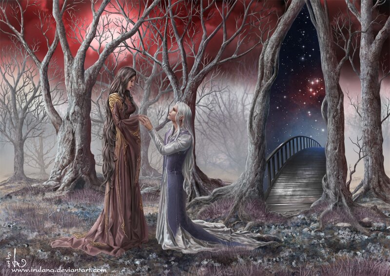 Two Women in a Forest — Red